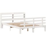 vidaXL Posteljni okvir z vzglavjem brez vzmetnice bel 160x200 cm | Shoptok.si