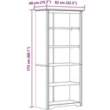 vidaXL Knjižna omara BODO rjava 80x38x180 cm trdna borovina 5 polic | Shoptok.si