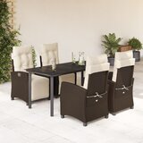  5-dijelni vrtni blagovaonski set s jastucima poliratan smeđi Smeđa 160 cm table length | shoptok.hr