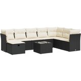 Maison Chic Seti vrtnega pohištva - Vrtna garnitura - Vrtni pohištvo set 9-delna z blazinami črn poli ratan, (21805463) | Shoptok.si