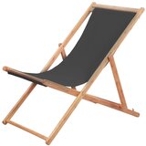 vidaXL Zložljiv stol za na plažo blago in lesen okvir sive barve, (20592342) Cene