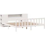 vidaXL Krevet s regalom z knjige bez madraca bijeli 200x200cm borovina | shoptok.hr