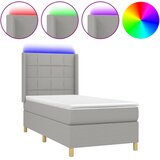  Krevet box spring s madracem LED svjetlosivi 90x200 cm tkanina | shoptok.hr