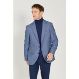 ALTINYILDIZ CLASSICS Men's Light Blue Slim Fit Slim Fit Mono Collar Patterned Jacket