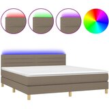  box spring s madracem LED smeđesivi 160x200 cm tkanina | shoptok.hr