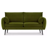 Kooko Home baršunasti zeleni kauč s crnim nogama Lento, 158 cm