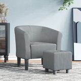  Zaobljena fotelja s tabureom svjetlosiva od tkanine | shoptok.hr