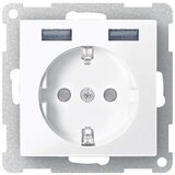 Merten SCHUKO vtičnica s polnilnikom USB aluminij MEG2366-0460, (21225329) | Shoptok.si