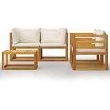  3057640 5 Piece Garden Lounge Set with Cushion Cream Solid Acacia Wood (311853+311866+2x311868) | shoptok.hr