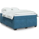 vidaXL Box spring postelja z vzmetnico temno modra 140x200 cm žamet Cene