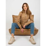 Fashion Hunters Lightweight biker jacket made of artificial camel leather with pockets of Eulalia Cene