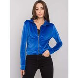 Fashion Hunters RUE PARIS Dark blue velor sweatshirt with zipper | Shoptok.si
