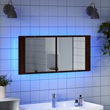  LED kupaonski ormarić s ogledalom smeđa boja hrasta 100x12x45cm | Eponuda.com