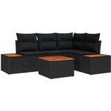  Vrtna sedežna garnitura z blazino 5 pcs Črna Poly ratan, (5000134113) | Shoptok.si