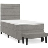 Box spring postelja z vzmetnico svetlo siv 90x190 cm žamet, (20902340) | Shoptok.si