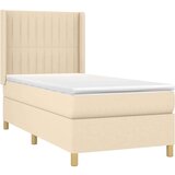  Box spring postelja z vzmetnico LED krem 100x200 cm blago, (20902226) | Shoptok.si