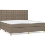  Box spring postelja z vzmetnico taupe 200x200 cm blago | Shoptok.si