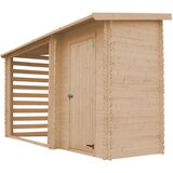 Timbela Lesena vrtna lopa + lopa za drva - Zunanja shramba 3,64 m2 / prostornina 4,9 m3 - neobdelan les - M205, (21780512) | Shoptok.si