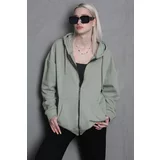Madmext Mint Green Hooded Basic Sweatshirt