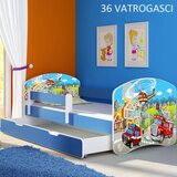 ACMA Dječji krevet s motivom, bočna plava + ladica 160x80 cm - 36 Vatrogasci | shoptok.hr