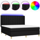  The Living Store Box spring postelja z vzmetnico LED črna 160x200 cm blago - Box Spring Postelja, (21444343) | Shoptok.si