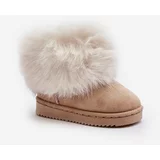 Kesi Children's insulated snow boots with fur, beige Nohie