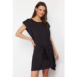 Trendyol Black Mini Knitted Tie Beach Dress Cene