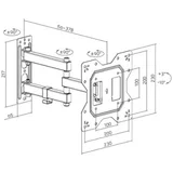 xstand 23-43 tilt/arm/long nosač za tv/nagib -10°do+3°/ROT 180°/VESA 200X200/30kg/5.6- 37.8cm od zid