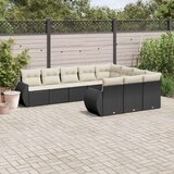  10-dijelni set vrtnih sofa s jastucima crni od poliratana | shoptok.hr