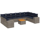 vidaXL 11-dijelni vrtni set s jastucima sivi poliratan - Siva 2x kutna + 6x srednja + 2x Sofa + stol 1 | shoptok.hr