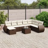 vidaXL 9-dijelni set vrtnih sofa s jastucima poliratan smeđi | shoptok.hr