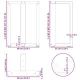  Noge za jedilno mizo v obliki črke T, 2 kosa, bele barve, 60x35x(72-73) cm, jeklo, (22123831) | Shoptok.si