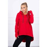 Kesi insulated sweatshirt with longer back and hood red Cene