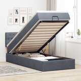 Maison Chic Otomanski Posteljni okvir - Enojna postelja - Postelja za odrasle z vzmetnico siv 90x200 cm žamet-J2560, (21770496) | Shoptok.si