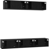 vidaXL Komplet TV omaric s polico s shranjevanjem z vrati 5 pcs Črna Orehovina | Shoptok.si