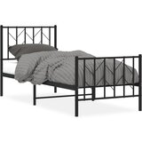 Furnova Kovinski posteljni okvir z vzglavjem in vznožjem črn 75x190 cm, (21935755) | Shoptok.si