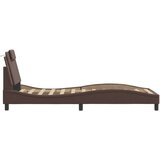  Posteljni okvir z vzglavjem rjav 90x200 cm umetno usnje | Shoptok.si