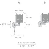 Dalber 61809 - Dečije zidno svetlo DARK HERO 1xE27/15W/230V | Eponuda.com