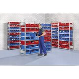eurokraft pro Sestavljivi regal, višina 2000 mm, z odprtimi skladiščnimi posodami, 60 posod, 10 polic, osnovni regal | Shoptok.si