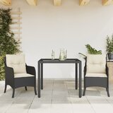  The Living Store Vrtna jedilna garnitura 3-delna z blazinami črn poli ratan - Vrtna Jedilna Garnitura, (21479527) | Shoptok.si