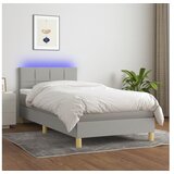  Box spring postelja z vzmetnico LED svetlo siva 80x200 cm blago | Shoptok.si