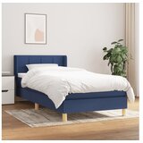 vidaXL Box spring postelja z vzmetnico modra 90x200 cm blago Cene