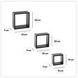 Five zidna polica kocka 3 kom 15x9x15, 20x9x20, 25x9x25cm mdf crna ( 138956a ) | ePonuda.com