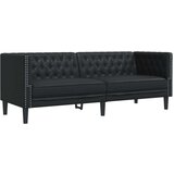 vidaXL 3-dijelna sofa Chesterfield crna umjetna koža | shoptok.hr
