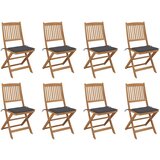 The Living Store Zložljivi zunanji stoli z blazinami 8 kosov trden akacijev les - Zunanji Stol, (21484126) | Shoptok.si