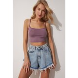  Women's Lilac Brown 2-Pack Straps Knitted Crop Bustier Blouse | Shoptok.si