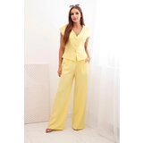 Kesi Włoski Women's set with a vest and wide-leg pants yellow Cene