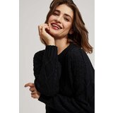 Marisse Black Long Sleeve Sweater With Decorative Weave | ePonuda.com
