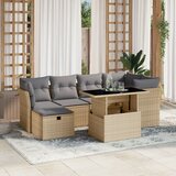 Maison Chic Seti vrtnega pohištva - Vrtna garnitura - Vrtni pohištvo set 7-delna z blazinami bež poli ratan, (21805069) | Shoptok.si