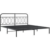 The Living Store Kovinski posteljni okvir z vzglavjem črn 183x213 cm - Posteljni Okvir, (21529188) | Shoptok.si